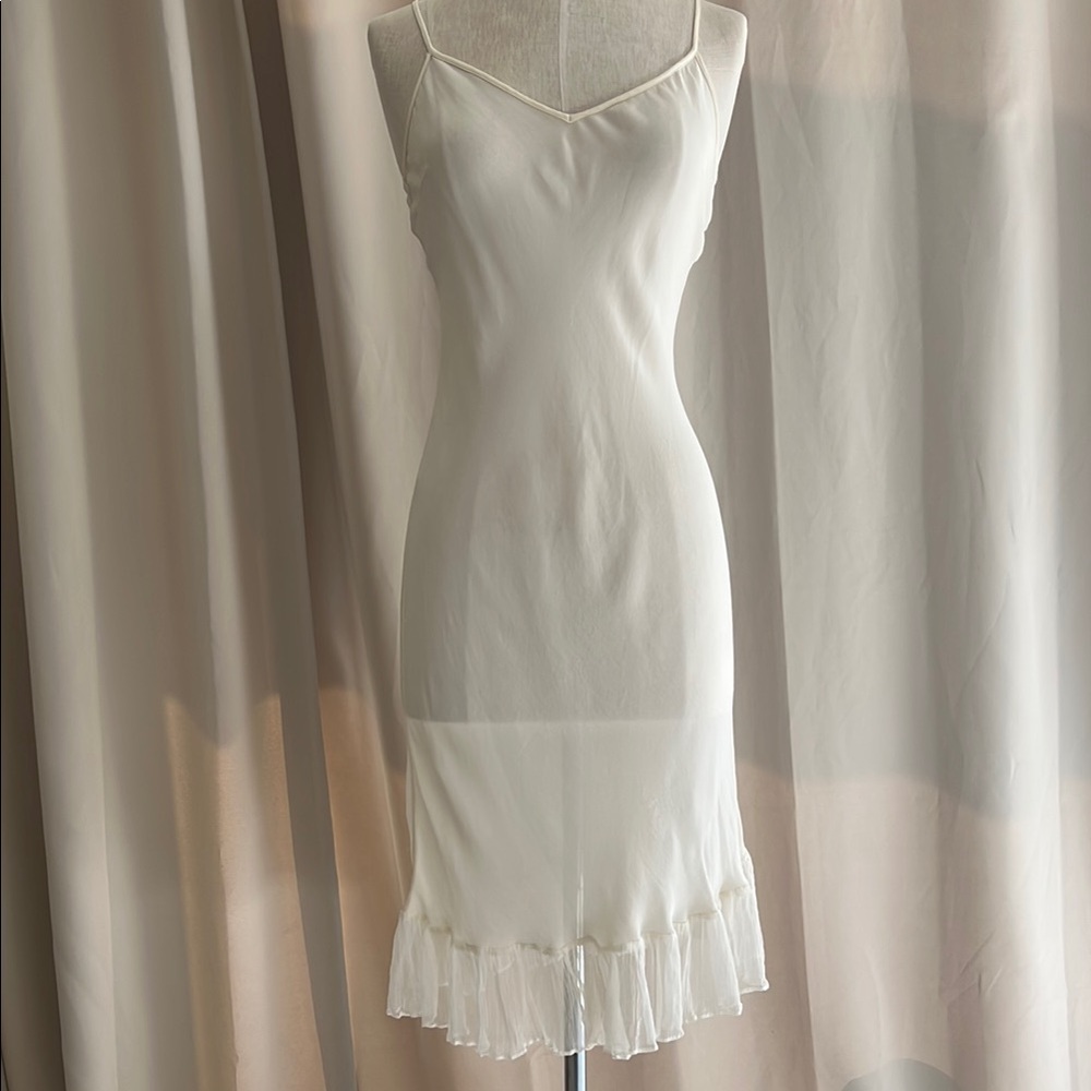 3.1 Phillip Lim Cream Slip Midi Dress with Ruffle Hem